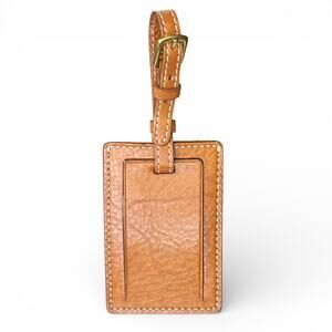 Vintage Coach British Tan Leather Luggage Tag with Original Insert